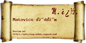 Matovics Ádám névjegykártya